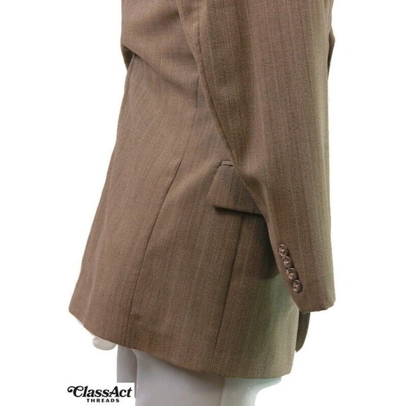 CESARANI MEN'S Sport Coat Blazer Suit Jacket Brown Striped 3 Btn Wool 40R - Picture 3 of 7